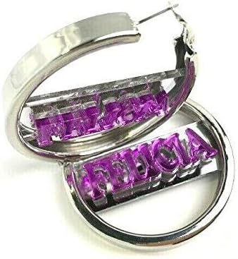 Custom Silver Hoop Earrings Name Plate Laser Cut Personalized Design Stunning Look - Quality, Attractive Silver Hoop Earrings, Made To Order - A Great Gift
