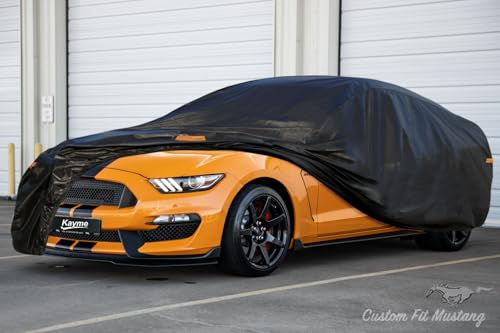 Image of Kayme 7 Layers Car Cover Custom Fit for Ford Mustang /Shelby (1964-2025) Waterproof All Weather for Automobiles, Outdoor Full Cover Rain Sun UV Protection.Black