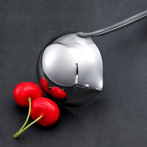 COMNICO Soup Ladle, 2 Pcs Resilient 304 Stainless Steel Ladell Spoons with Pour Spout 11.8 inch Heavy Duty Punch Ladle for Soups Cooking Serving Canning Stews - Thumbnail 5