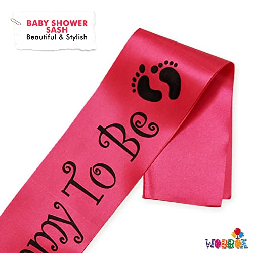 Image of WOBBOX Mom to Be Satin Sash Baby Shower Decorations (Pink with Black Lettering)