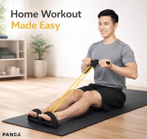 Image of PANCA Pull Reducer Training Bands Resistance Pedal Exerciser | 4 Tube Body Puller for Home Workout, Yoga & Crossfit | Arm, Leg, Tummy & Full Body Exercise Equipment for Men & Women
