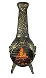 The Blue Rooster Rose - Aluminum Chiminea in Gold Accent