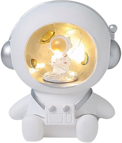 ikasus 2 en 1 alcancía luces nocturnas astronauta juguetes creativos lindo astronauta dinero monedero luz LED moda hermosa decoración del hogar