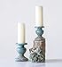 Creative Co-Op Small Distressed Blue Terracotta Pillar Candle Holder