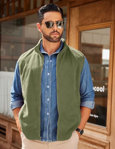 COOFANDY Men's Full-Zip Polar Fleece Vest Sleeveless Jacket Casual Outerwear — view 5