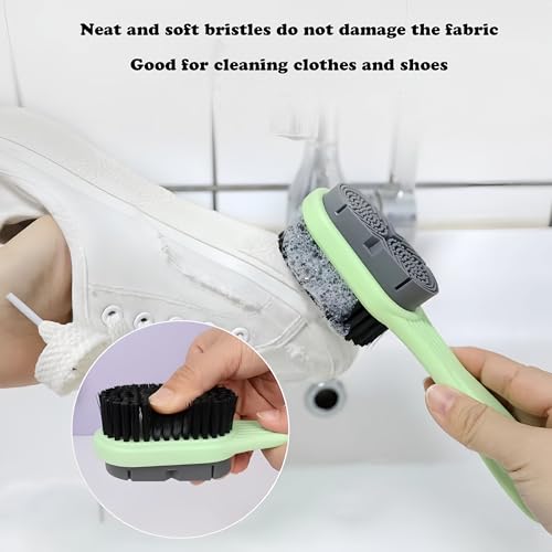 Cleaning Shoe Brushes Double-Sided Shoe Brush for Cleaning Soft bristled Silicone Brush Shoe Cleaner Brush Shoe Scrubbing Brush Multifunctional Long Handle Shoe Brush Scrub-2 Pack - Thumbnail 3