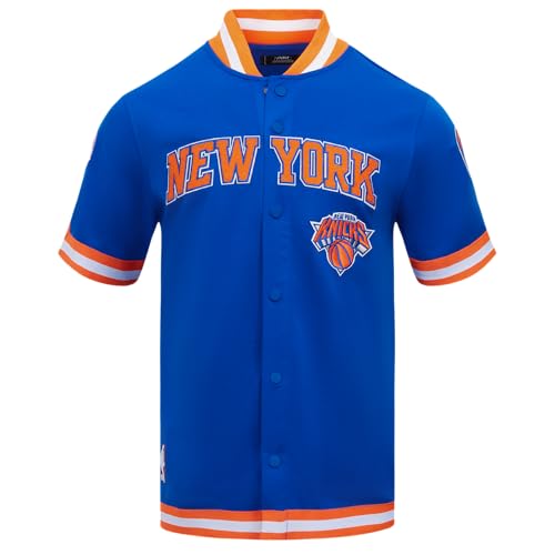 Pro Standard Mens NBA New York Knicks Classic Chenille Button Down Royal Blue/Orange M