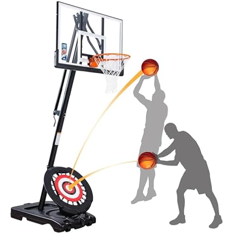 IE Sports Portable Basketball Hoop, 7.5-10 Ft Adjustable Height, 44" Backboard & Rebounder Cover