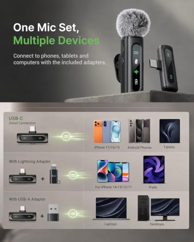 USB C Lavalier Microphone Wireless Mini Mic for Type-C Android Phone/Tablet/PC Video Recording Clip-on Mics with Rotatable Clip&Denoise Recording, Ideal for Vlog Tiktok Youtube Podcast Content Creator - image 5