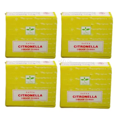 Image of Satya Citronella Incense Cone x4 pack, used for Aromatherapy, Spa, Yoga, Weddings, Reiki, Meditation, Healing by SAMASIA