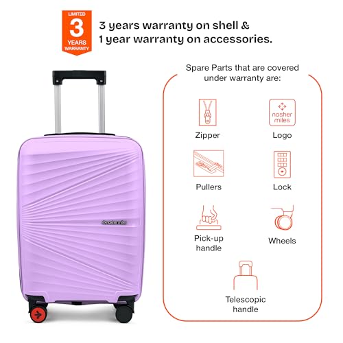 Image of Nasher Miles Golden Gate Hard-Sided Polypropylene Cabin Luggage 20 inch | 55cm | 8 Wheels Small Trolley Bag for Travel | Suitcase Purple & Dark Purple