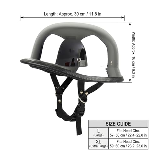 Casco de motocicleta estilo alemán negro plateado retro para cruiser 5