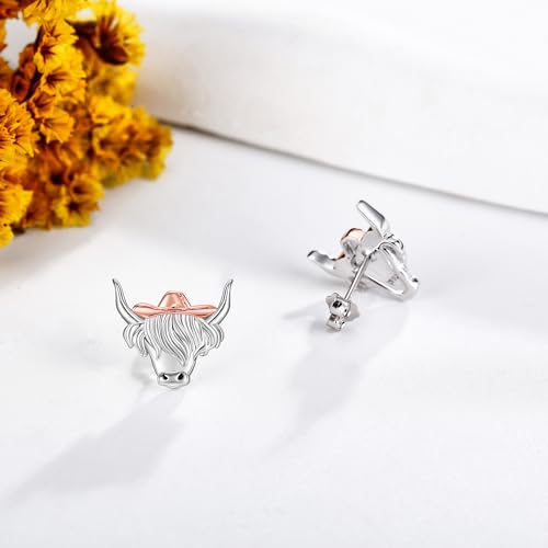 Image of Animal Stud Earrings 925 Sterling Silver Elephant /Unicorn /Chicken /Flamingo /Highland Cow /Hummingbird Earrings Animal Jewelry Gifts for Women