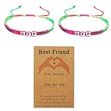 FJDRSIG 2 Pcs Friendship Bracelet, Colorful BFF Braided Bracelets, Simple Woven Best Friend Bracelet, Long Distance Matching Bracelets, Adjustable for 2 Girls Bestie Couples
