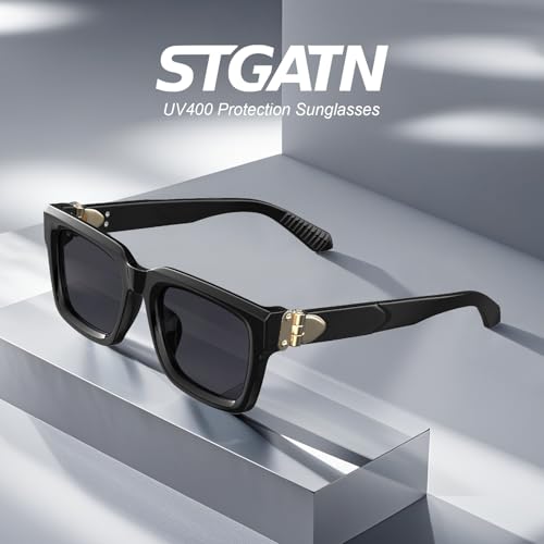 Image of STGATN Square Oversized Sunglasses for Men Fashion Thick Rectangle Sun Glasses UV Protection Shades Designer Style ST3490