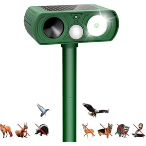 Animal Deterrent Devices Outdoor, Solar Animal Repeller with Motion Sensor Animal Repeller to Repel Cat, Deer, Squirrel, Rabbit, Dog, Skunk (Green – 1 Pack)