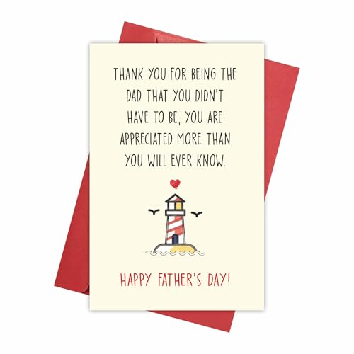REENYOUNG Stepdad Card, Thank You for Being the Dad