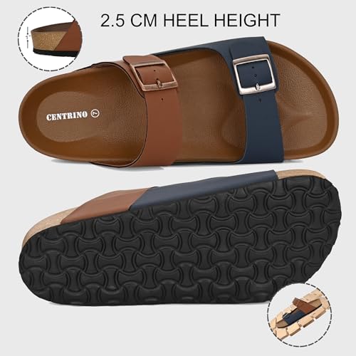 Image of Centrino Men's Berkin-Style Slip-On Sandals | Open Toe Design | Soft PU Footbed | Lightweight & Comfortable | Arch Support | On-Grip Sole | Casual Outdoor Wear (9209)