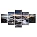 Produktbild SILUYU,Moderne Wohnzimmer Dekor Wand Modulare Leinwand Hd Druck 5 Stücke Riff Stein Und Insel Landschaft Kunst Malerei Poster,Gerahmt,GrößeL/150×80Cm