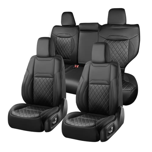 Image of Coverado Upgraded Leather Front Car Seat Covers, Custom Fit for Honda CR‑V EX, EX‑L, LX, SE, Touring, Waterproof Wear‑Resistant Front Seat Protectors, Black