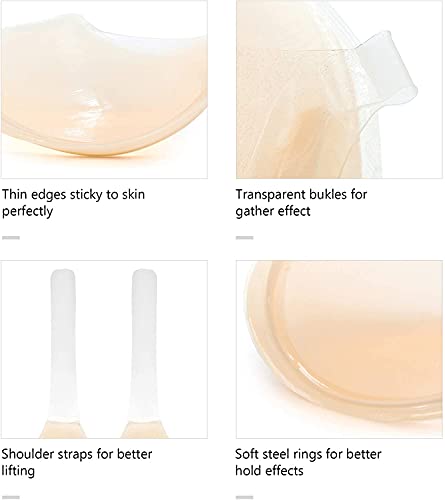 Invisalift Bra,Invisilift Bra For Large Breast,Adhesive Lift Invisible Bra For Women Reusable Stick On Bra Self-Adhesive Silicone Bra Invisible Shoulder Strap Deep V Bra (Dd) Beige #TOP3