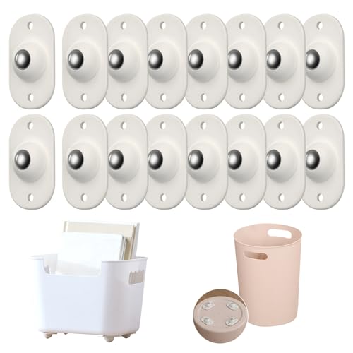 16PCS Self Adhesive Caster Wheels Self Adhesive Mini Caster Wheels 360° Rotation Universal Pulley Castors Small Pulley Swivel Castor for Kitchen Appliance Small Furniture Trash Can Storage Box