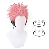 DAZCOS Ryomen Sukuna Cosplay Wig for Anime Costume (Pink)
