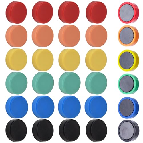 DealKits K&uuml;hlschrankmagnete, 30 St&uuml;ck, 6 Farben, Robuste Magnete, Bunte Kleine Deko Magnet, 20 mm, Runde Mini-Magnete f&uuml;r Whiteboard und Pinnwand, Basteln & B&uuml;ro