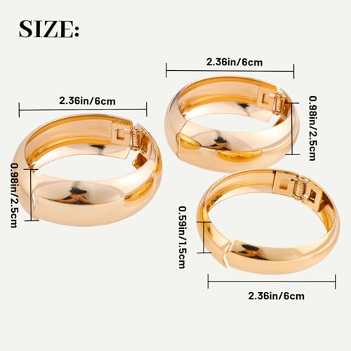 3PCS Gold Chunky Open Cuff Bracelets for Women Adjustable Minimalist Irregular Bangle Bracelets3