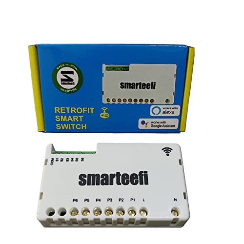 Image of Smarteefi WiFi 6 Node Switch (STD-SERIES), Retrofit Smart Switch for Home Automation, Works with existing switches, No hub required, Compatible with Alexa and Google Home (STD-SERIES, 6 Node)