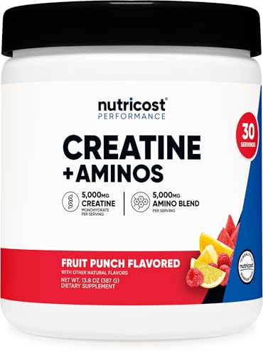 Nutricost Creatine + Aminos BCAA Blend (Fruit Punch Flavored) 30 Servings