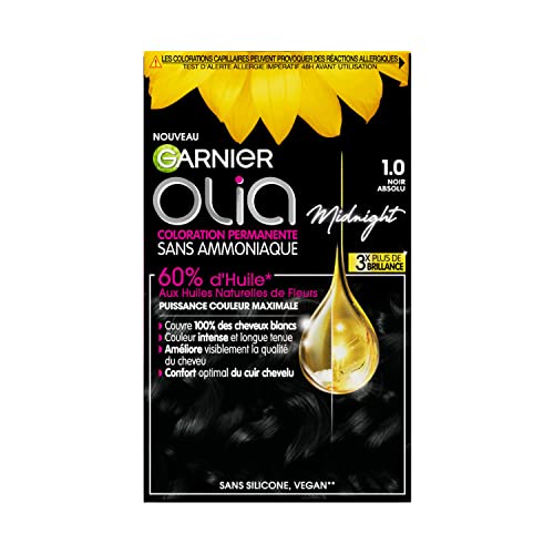 永久染发剂 - 不含氨 - 含天然花油 - 纯黑 (1.0) - Olia