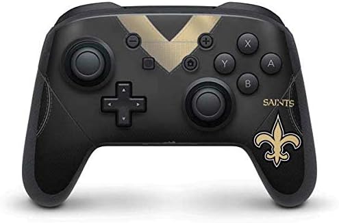 Skinit Decal Gaming Skin Compatible with Nintendo Switch Pro Controller - Officially Licensed NFL New Orleans Saints Black & White Design