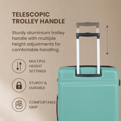 Image of SWISS MILITARY Pascal Lightweight PC Hard Large Check in Travel Luggage Trolley Bag with Anti-Theft Zippers & 3-Dial Lock, 360 Wheels, Wet Pocket & Aluminium Handle Suitcase Set of 3 -Green