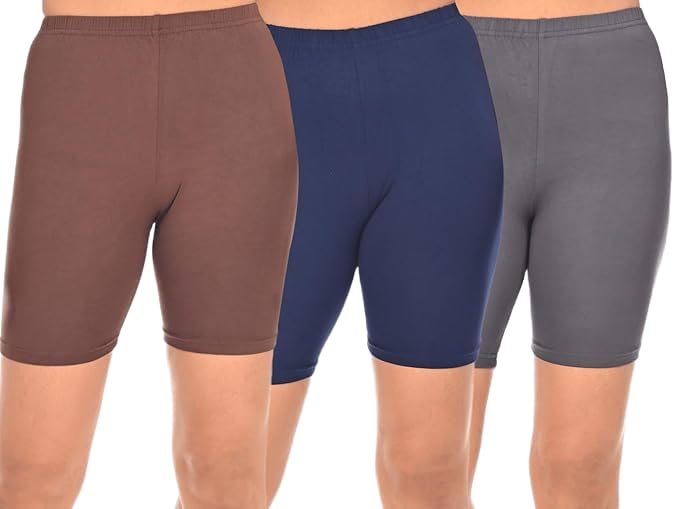 Women Stretchable Lycra Activewear Sports Cycling Gym Yoga Short (Shorties/Underskirt Shorts) Combo Pack of 3-image-48