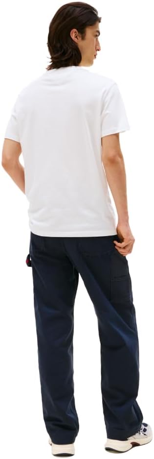 Tommy Jeans Mens Short Sleeve Cotton T-Shirts with Printed Flag and Logo Graphic - Image 4