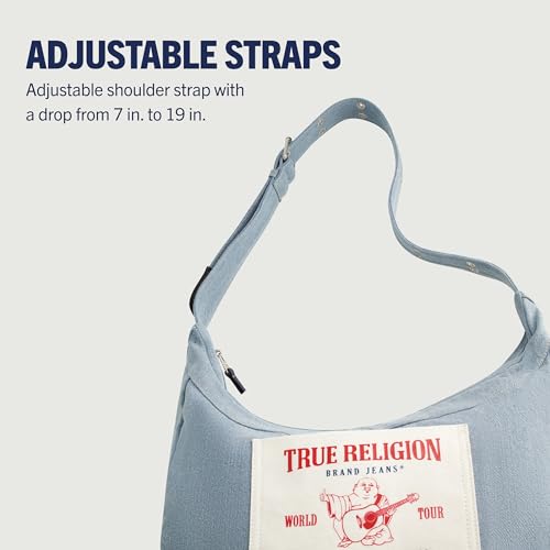 True Religion Women's Shoulder Bag Purse, Buddha Pocket Hobo Handbag with Adjustable Strap4