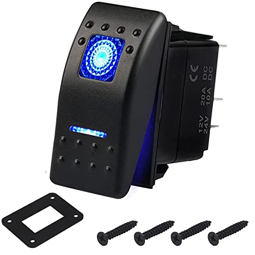 RUNCCI YUN Panel de Interruptor Basculante de 1 Gang,Panel de interruptor de palanca de LED azul 12 24V,SPST Interruptor Coche para coche, caravana, camión, barco