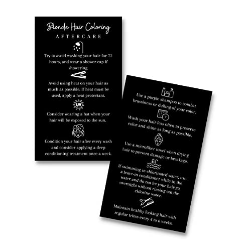 Lashicorn Blonde Hair Coloring Aftercare Instruction Cards | 50 Pack Business Sized (2x3.5 inches) Salon Blonding Card