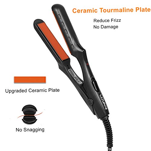 Mini Portable Flat Iron Tourmaline Ceramic Dual Voltage Travel Iron For Worldwide Use Led Indicator Lovani Hair Straightener (Black) #TOP7