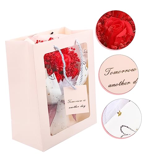 Ramo de flores secas para decoración de hogar rojo miniatura 5