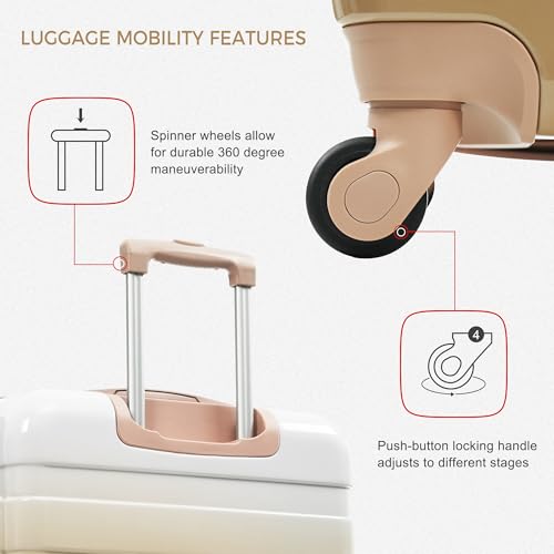 Image of Merax 3 Piece ABS Hardshell Luggage Sets Spinner Wheel Suitcase TSA Lock Suit Case, Tan, 20 /24 /28 Inch