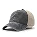 Vintage Washed Cotton Soft Mesh Adjustable Baseball Cap (Charcoal/Charcoal/Khaki)