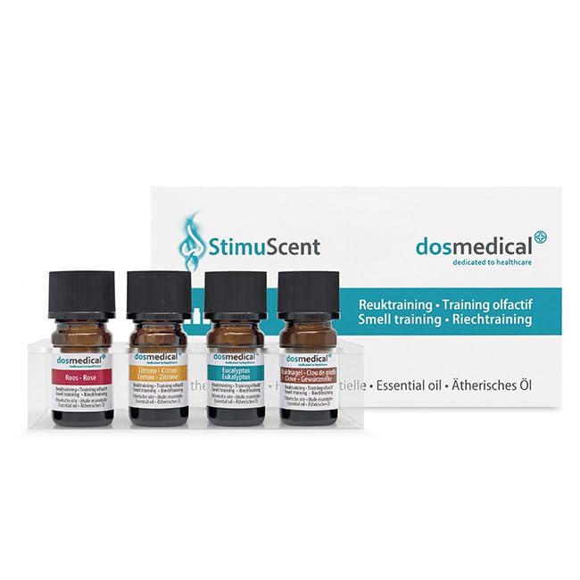 Riechtraining Set 1 mit ätherischen Ölen (Rose, Limette, Eukalyptus und Gewürznelke)