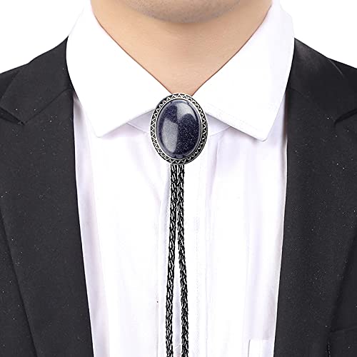Image of Turquoise Agate Granite BOLO Tie for Men Women Leather Wedding Necklace Western Cowboy Necktie