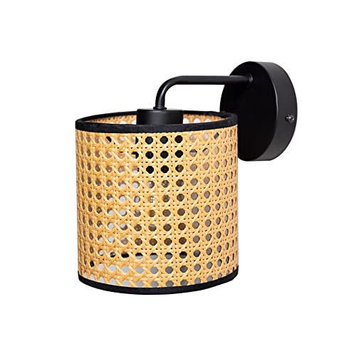 Lámpara de pared de ratán boho iluminación colgante retro rústica para interiores