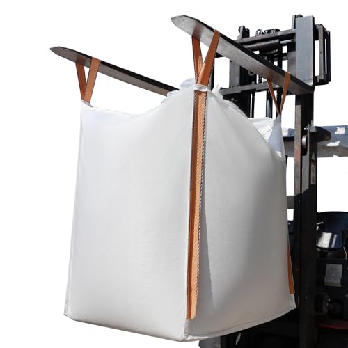 2 Pack FIBC Bulk Bag Uv Resistant,1.5 Ton Bag 35"L x 35"W x 43"H, 3300lbs SWL,Duffle Top Flat Bottom,Woven Polypropylene Bags Heavy Duty Bulk Bags for Industry Agriculture Construction.