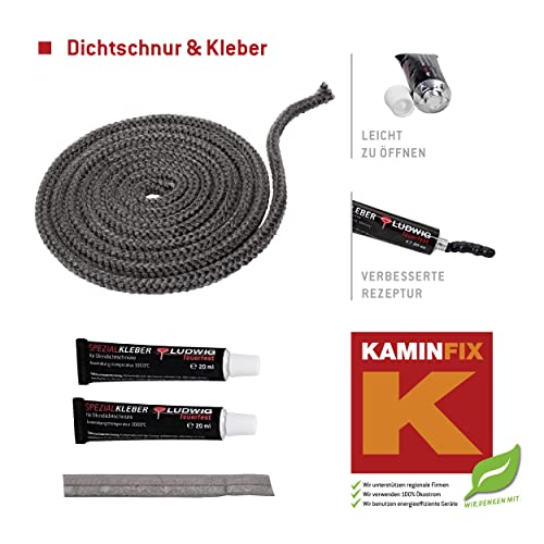 Foto von Ofendichtschnur inkl. Kleber, Kaminreparaturset in der Größe: 14mm