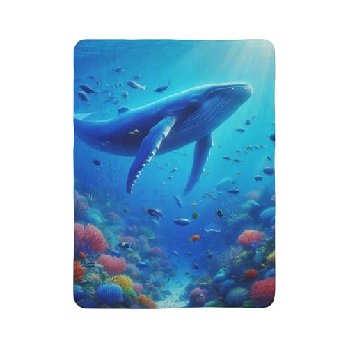 Blue Whale Cozy Fleece Sherpa Blanket – Open Ocean Design