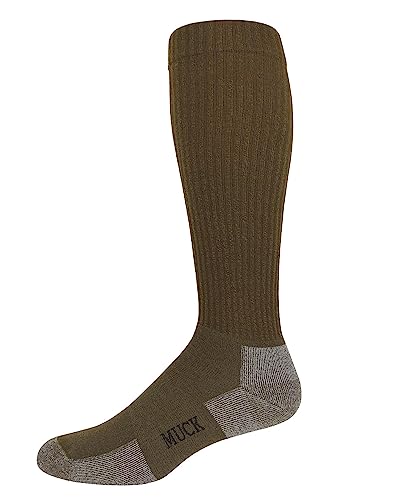 MUCK Boot Mens Merino Wool Lightweight Everyday Tall Boot Socks 1 Pair Pack (US, Alpha, Large, Regular, Regular, Coyote)